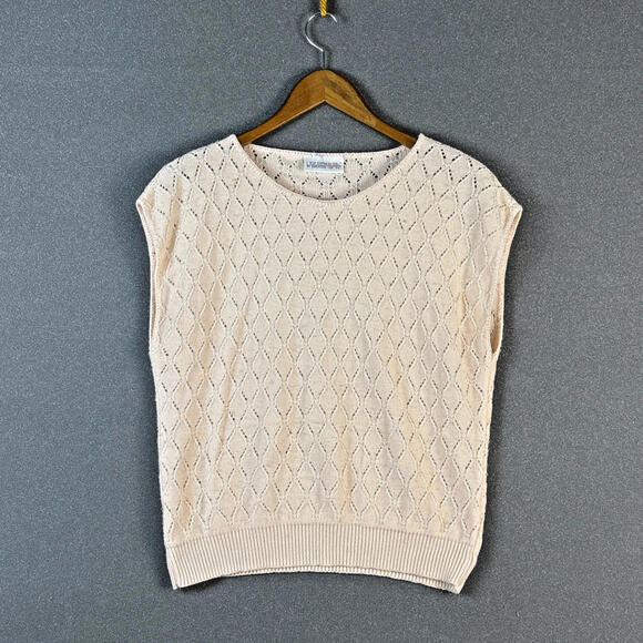 Sweaters - Vintage Pullover Sweater Vest Women's Small Apricot School Preppy Academia READ*